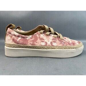 Spenco Malibu Womens 7D Pink Tan Tie Dye Espadrille Slip-On Sneakers Orthopedic